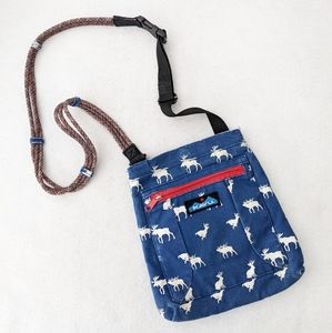 Kavu Blue Elk Moose Jackalope Crossbody Rope Bag Purse
